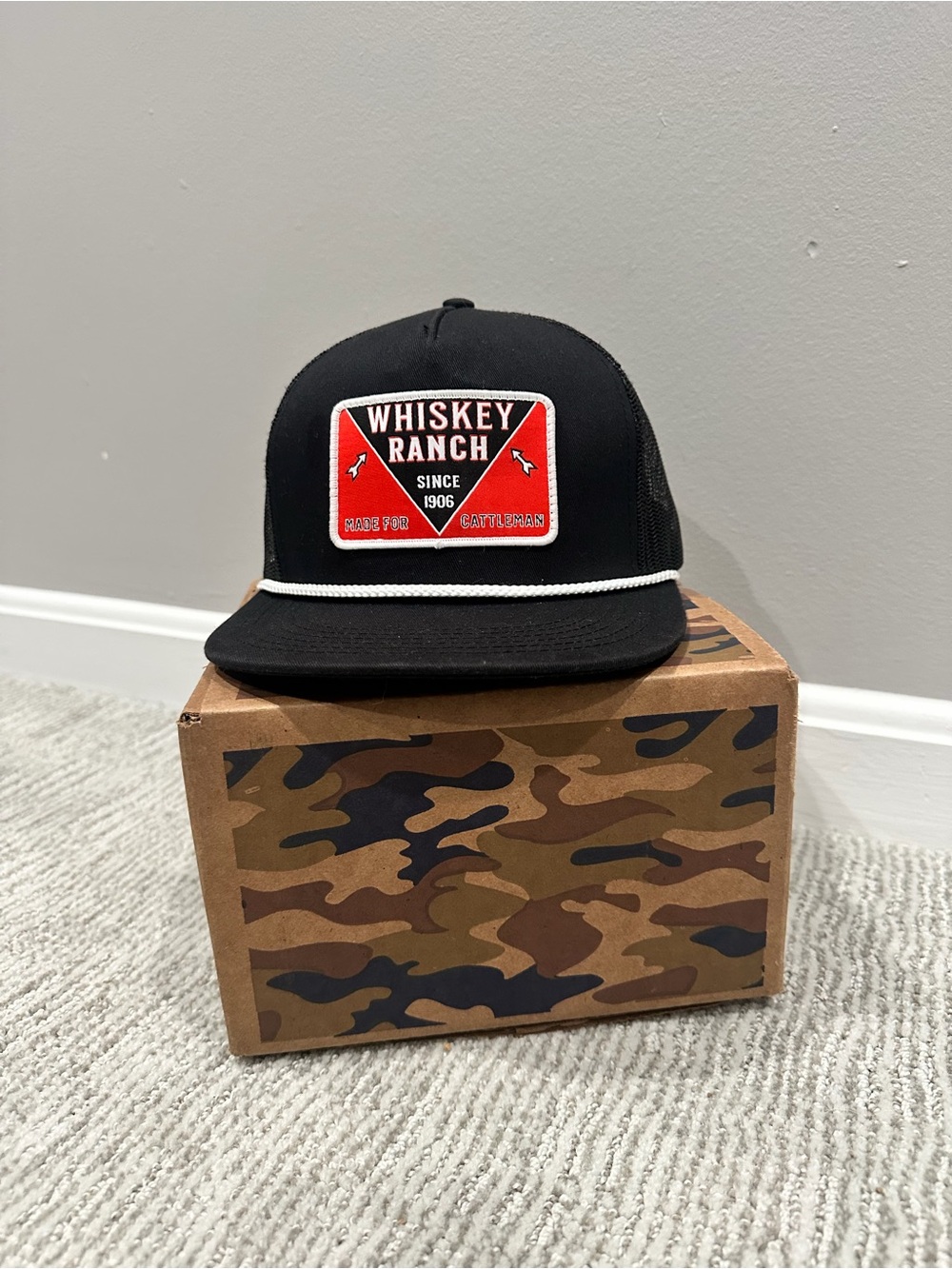 Whiskey Ranch Cattleman Black Trucker Hat